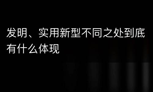 发明、实用新型不同之处到底有什么体现