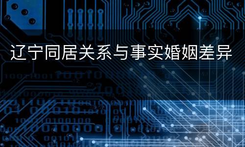 辽宁同居关系与事实婚姻差异
