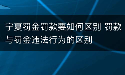 宁夏罚金罚款要如何区别 罚款与罚金违法行为的区别
