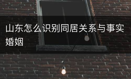 山东怎么识别同居关系与事实婚姻