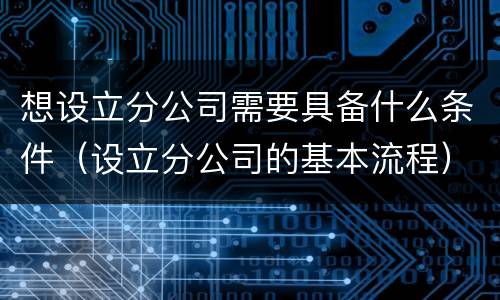想设立分公司需要具备什么条件（设立分公司的基本流程）