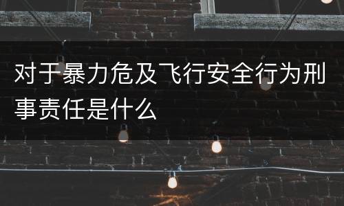 对于暴力危及飞行安全行为刑事责任是什么