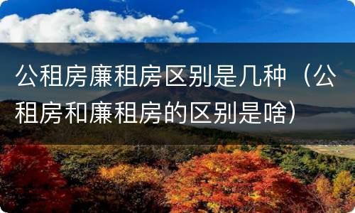 公租房廉租房区别是几种（公租房和廉租房的区别是啥）