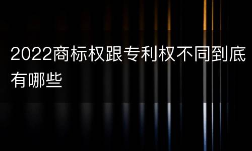 2022商标权跟专利权不同到底有哪些