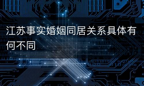 江苏事实婚姻同居关系具体有何不同