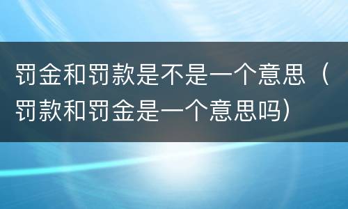 罚金和罚款是不是一个意思（罚款和罚金是一个意思吗）