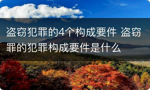 盗窃犯罪的4个构成要件 盗窃罪的犯罪构成要件是什么