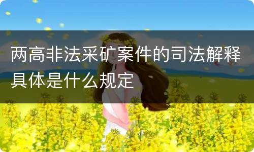 两高非法采矿案件的司法解释具体是什么规定