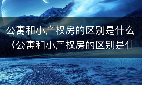 公寓和小产权房的区别是什么（公寓和小产权房的区别是什么呢）