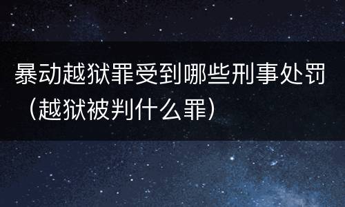 暴动越狱罪受到哪些刑事处罚（越狱被判什么罪）
