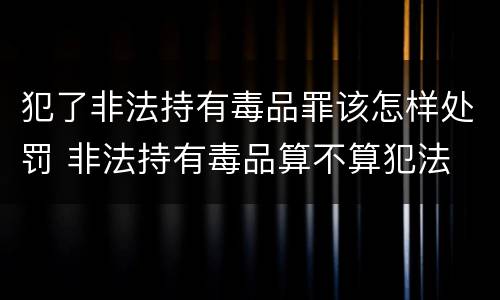犯了非法持有毒品罪该怎样处罚 非法持有毒品算不算犯法