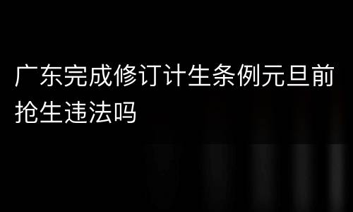 广东完成修订计生条例元旦前抢生违法吗