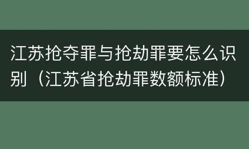 江苏抢夺罪与抢劫罪要怎么识别（江苏省抢劫罪数额标准）