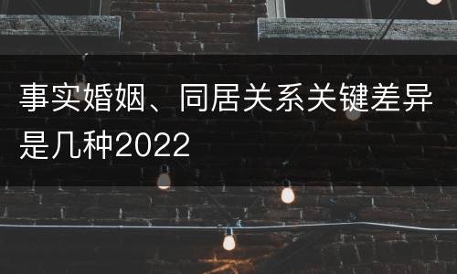 事实婚姻、同居关系关键差异是几种2022