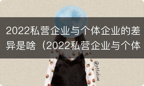2022私营企业与个体企业的差异是啥（2022私营企业与个体企业的差异是啥呢）