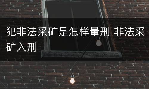 犯非法采矿是怎样量刑 非法采矿入刑
