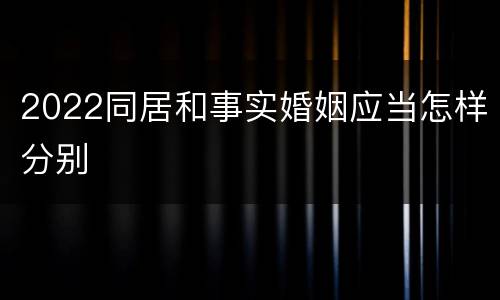 2022同居和事实婚姻应当怎样分别