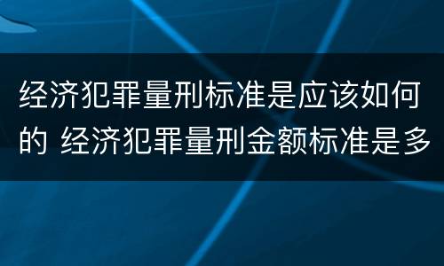 经济犯罪量刑标准是应该如何的 经济犯罪量刑金额标准是多少