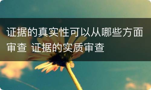 证据的真实性可以从哪些方面审查 证据的实质审查