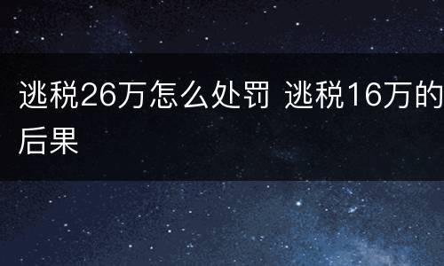 逃税26万怎么处罚 逃税16万的后果