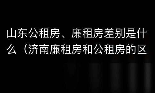 山东公租房、廉租房差别是什么（济南廉租房和公租房的区别）