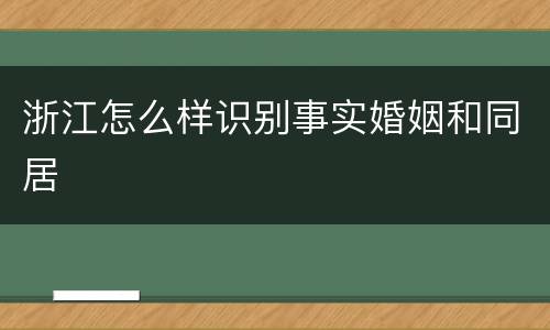 浙江怎么样识别事实婚姻和同居