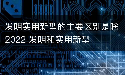 发明实用新型的主要区别是啥2022 发明和实用新型