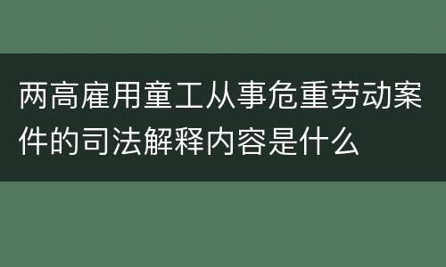 两高雇用童工从事危重劳动案件的司法解释内容是什么