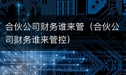 合伙公司财务谁来管（合伙公司财务谁来管控）
