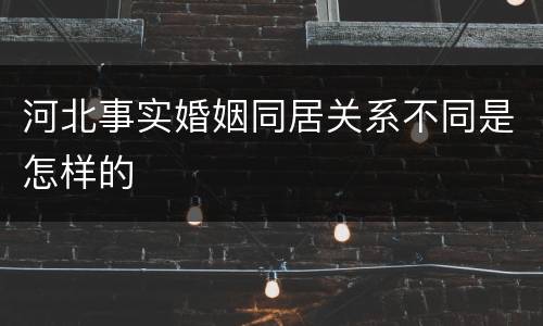 河北事实婚姻同居关系不同是怎样的