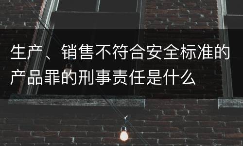生产、销售不符合安全标准的产品罪的刑事责任是什么