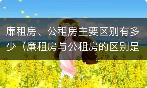 廉租房、公租房主要区别有多少（廉租房与公租房的区别是什么）
