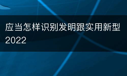 应当怎样识别发明跟实用新型2022