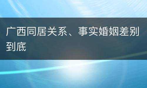 广西同居关系、事实婚姻差别到底