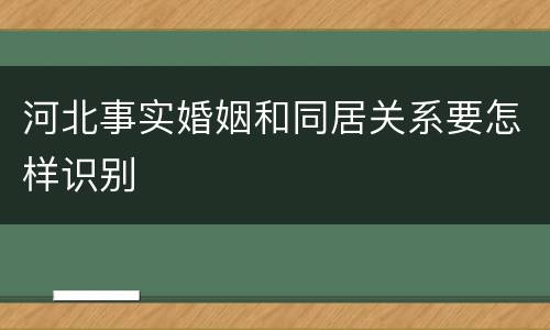 河北事实婚姻和同居关系要怎样识别