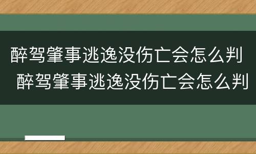 醉驾肇事逃逸没伤亡会怎么判 醉驾肇事逃逸没伤亡会怎么判决