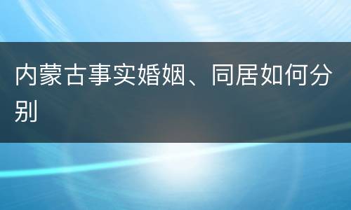 内蒙古事实婚姻、同居如何分别