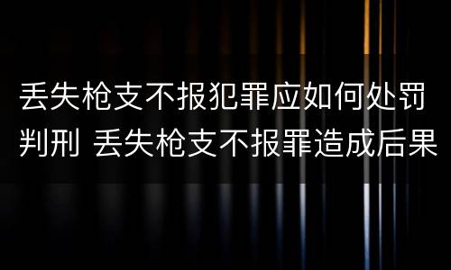 丢失枪支不报犯罪应如何处罚判刑 丢失枪支不报罪造成后果