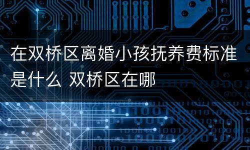 在双桥区离婚小孩抚养费标准是什么 双桥区在哪