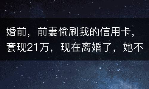 婚前，前妻偷刷我的信用卡，套现21万，现在离婚了，她不愿意还这个钱，我能起诉吗