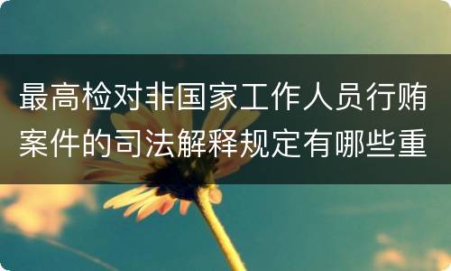 最高检对非国家工作人员行贿案件的司法解释规定有哪些重要内容