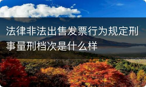 法律非法出售发票行为规定刑事量刑档次是什么样