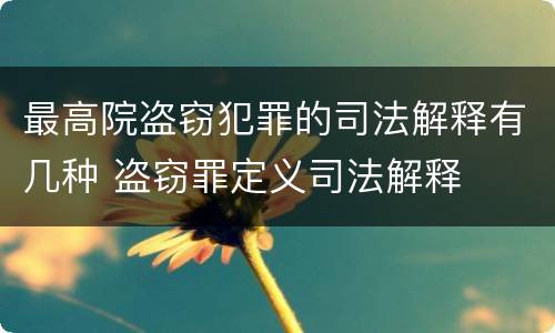 最高院盗窃犯罪的司法解释有几种 盗窃罪定义司法解释