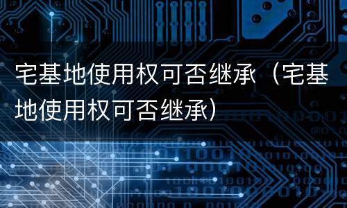 宅基地使用权可否继承（宅基地使用权可否继承）
