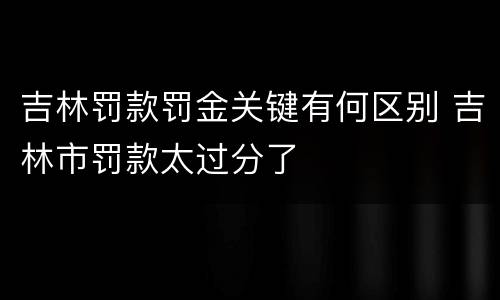 吉林罚款罚金关键有何区别 吉林市罚款太过分了