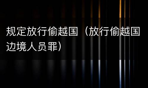 规定放行偷越国（放行偷越国边境人员罪）