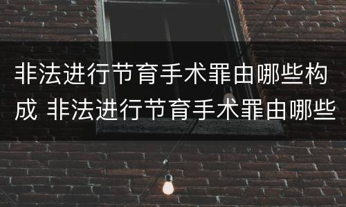 非法进行节育手术罪由哪些构成 非法进行节育手术罪由哪些构成犯罪