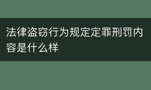 法律盗窃行为规定定罪刑罚内容是什么样