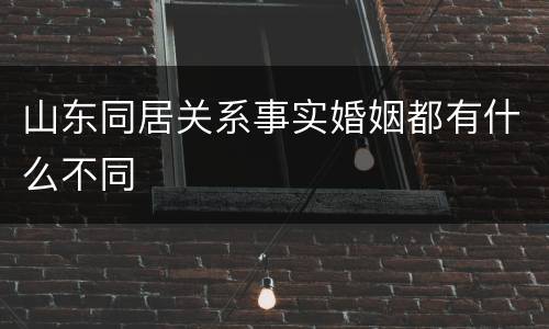 山东同居关系事实婚姻都有什么不同