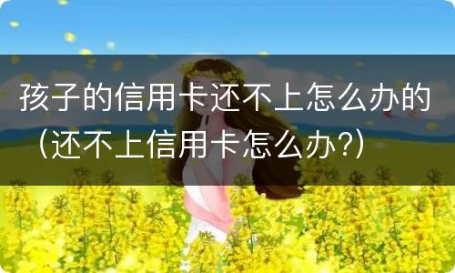 孩子的信用卡还不上怎么办的（还不上信用卡怎么办?）